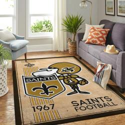 New Orleans Saints Nfl Retro Style Living Room Sports Rug Regtangle Carpet
