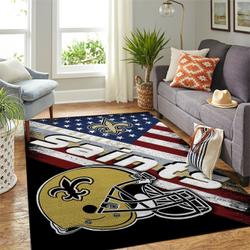 New Orleans Saints Nfl Rug American Flag Style Living Room Regtangle Carpet
