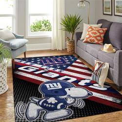 New York Giants Nfl American Flag & Snoopy Living Room Rug Regtangle Carpet