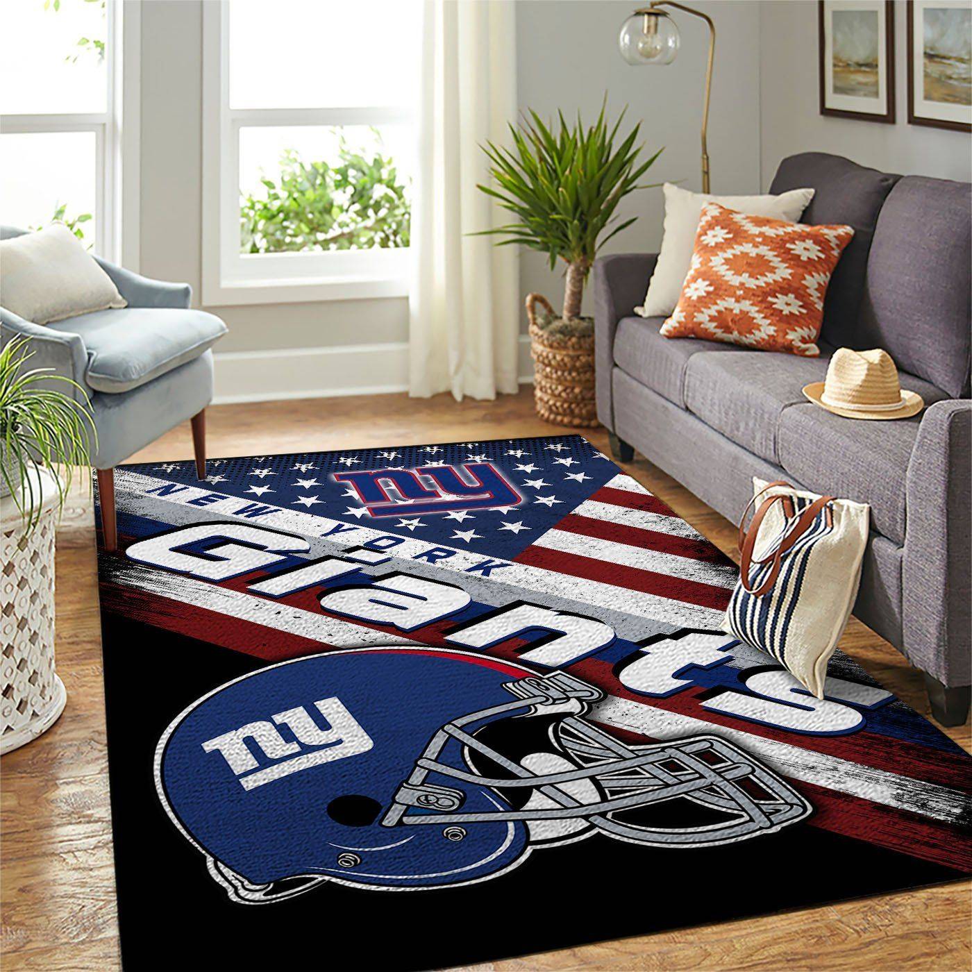 New York Giants Nfl American Flag Style Living Room Carpet Rug Regtangle Carpet