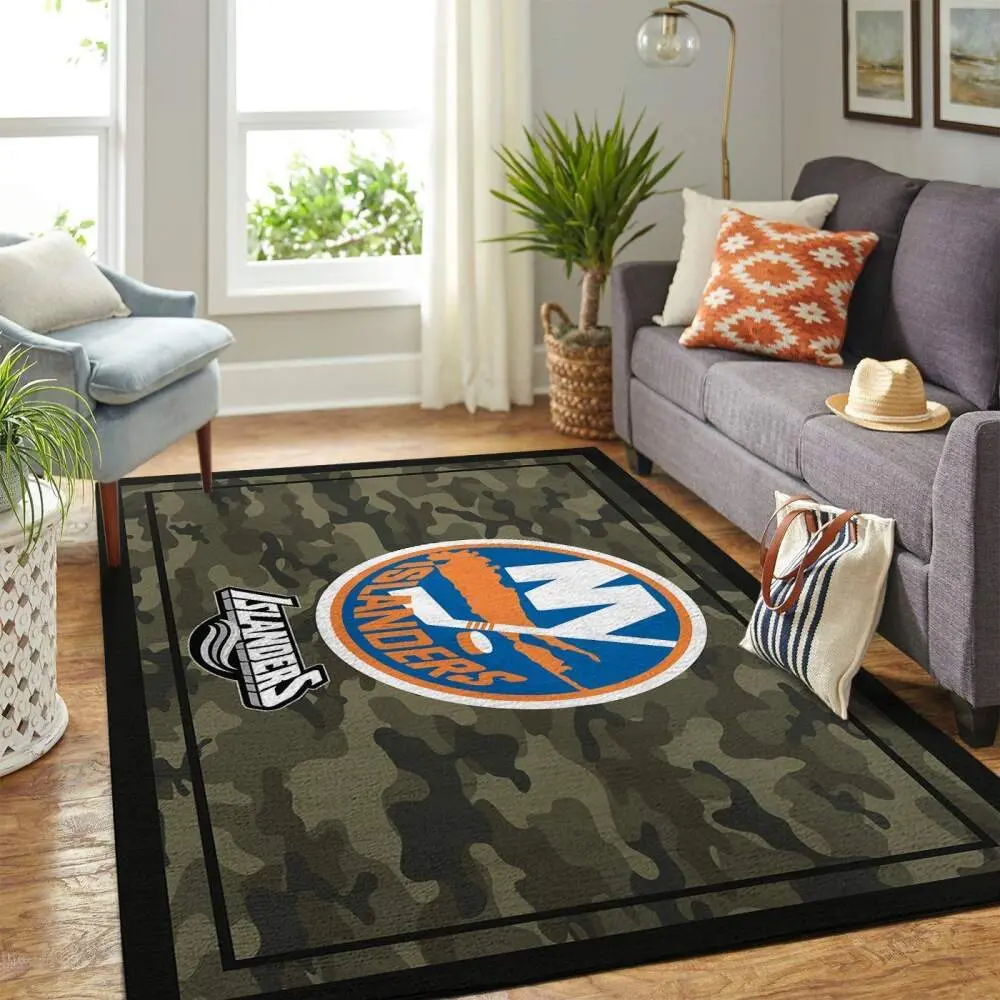 New York Islanders Nhl Area Rugs Camo Style Living Room Regtangle Carpet