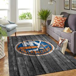 New York Islanders Nhl Grey Area Rugs Wooden Style Living Room Regtangle Carpet