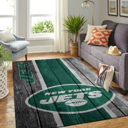 New York Jets Nfl Team Logo Wooden Style Living Room Carpet Regtangle Carpet