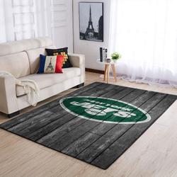 New York Jets Nfl Grey Wooden Style Living Room Sports Rug Regtangle Carpet