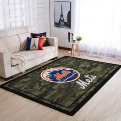 New York Mets Camo Style Area Rug Mlb Team Logo Carpet Living Room Rugs 15