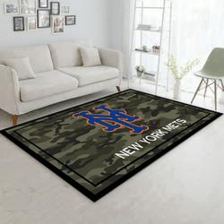 New York Mets Camo Style Area Rug Mlb Team Logo Carpet Living Room Rugs 3