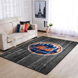 New York Mets Wooden Style Area Rug Mlb Team Logo Carpet Living Room Rugs