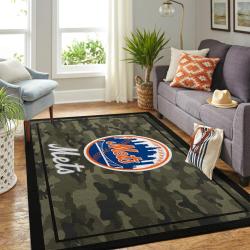 New York Mets Camo Style Area Rug Mlb Team Logo Carpet Living Room Rugs