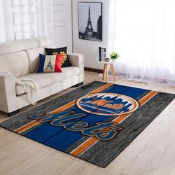 New York Mets Wooden Style Area Rug Mlb Team Logo Carpet Living Room Rugs