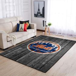 New York Mets Wooden Style Area Rug Mlb Team Logo Carpet Living Room Rugs