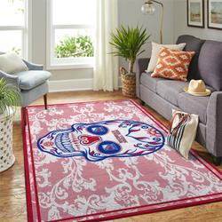 New York Rangers Nhl Area Rugs Skull Flower Style Living Room Regtangle Carpet