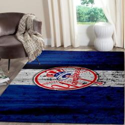 New York Yankees Wooden Style Area Rug Mlb Baseball Team Logo Living Room Rugs V447