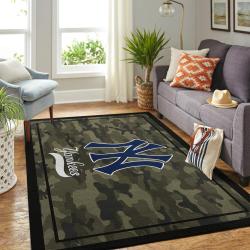 New York Yankees Camo Style Area Rug Mlb Baseball Team Logo Living Room Rugs 1
