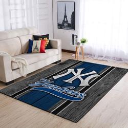 New York Yankees Mlb Team Logo Area Rugs Wooden Style Living Room Carpet Sports Rug