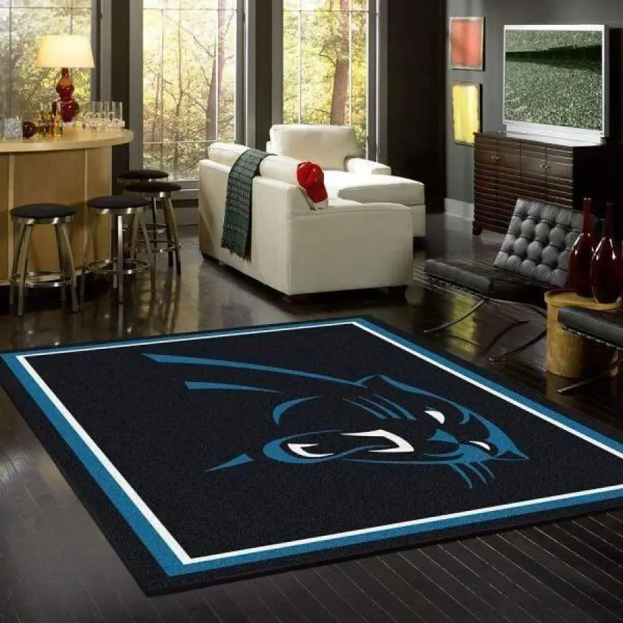 NFL Carolina Panthers Team Logo Area Rug Living Room Rug Home Decor