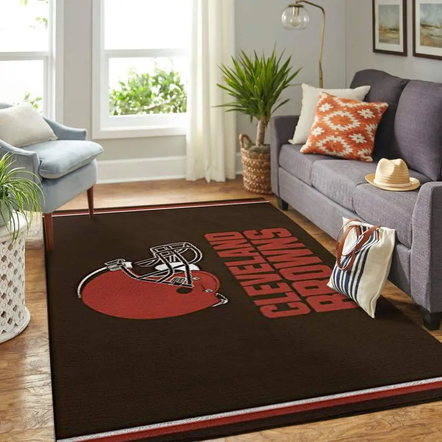 NFL Cleveland Browns Helmet Team Logo Rug Living Room Rug Home Decor Area Rug