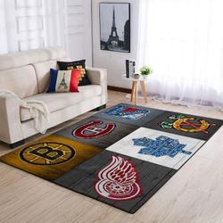 Nhl Original Six Hockey Team Area Rug Retro Logo Vintage Living Room Carpet Rug Regtangle Carpet Floor Decor Home Decor