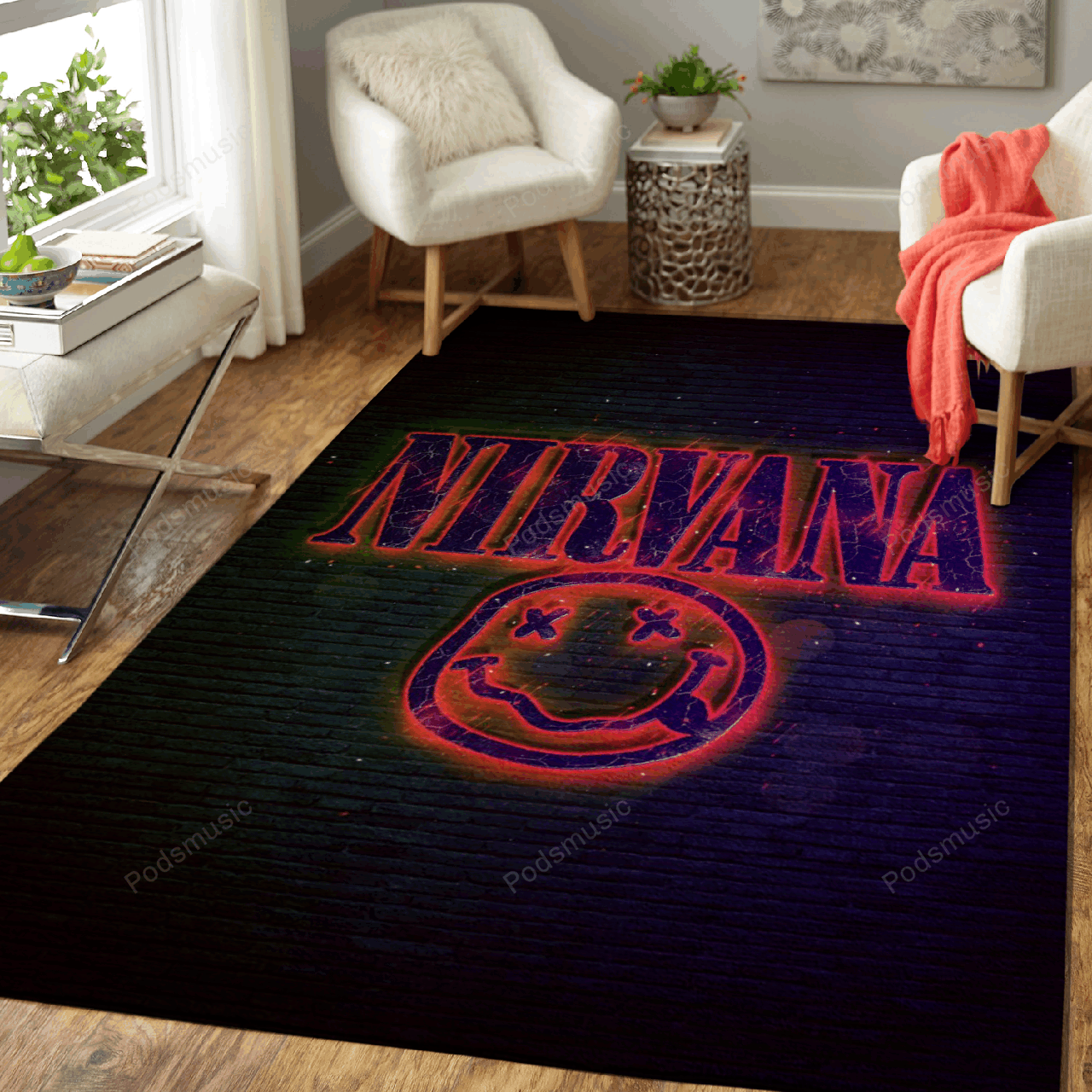 Nirvana Music Symbol Art For Fans Area Rug Living Room Carpet Rug Regtangle Carpet Floor Decor Home Decor