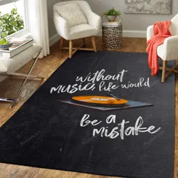 No Music Life Is Mistake Typography Art For Fans Area Rug Living Room Carpet Rug Regtangle Carpet Floor Decor Home Decor