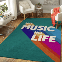 No Music No Life Positive Typography Art For Fans Area Rug Living Room Carpet Rug Regtangle Carpet Floor Decor Home Decor