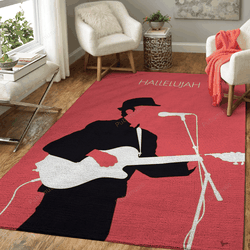 No042 My Leonard Cohen Minimal Music Hallelujah Singe Minimal Music Artworks Art For Fans Area Rug Living Room Carpet