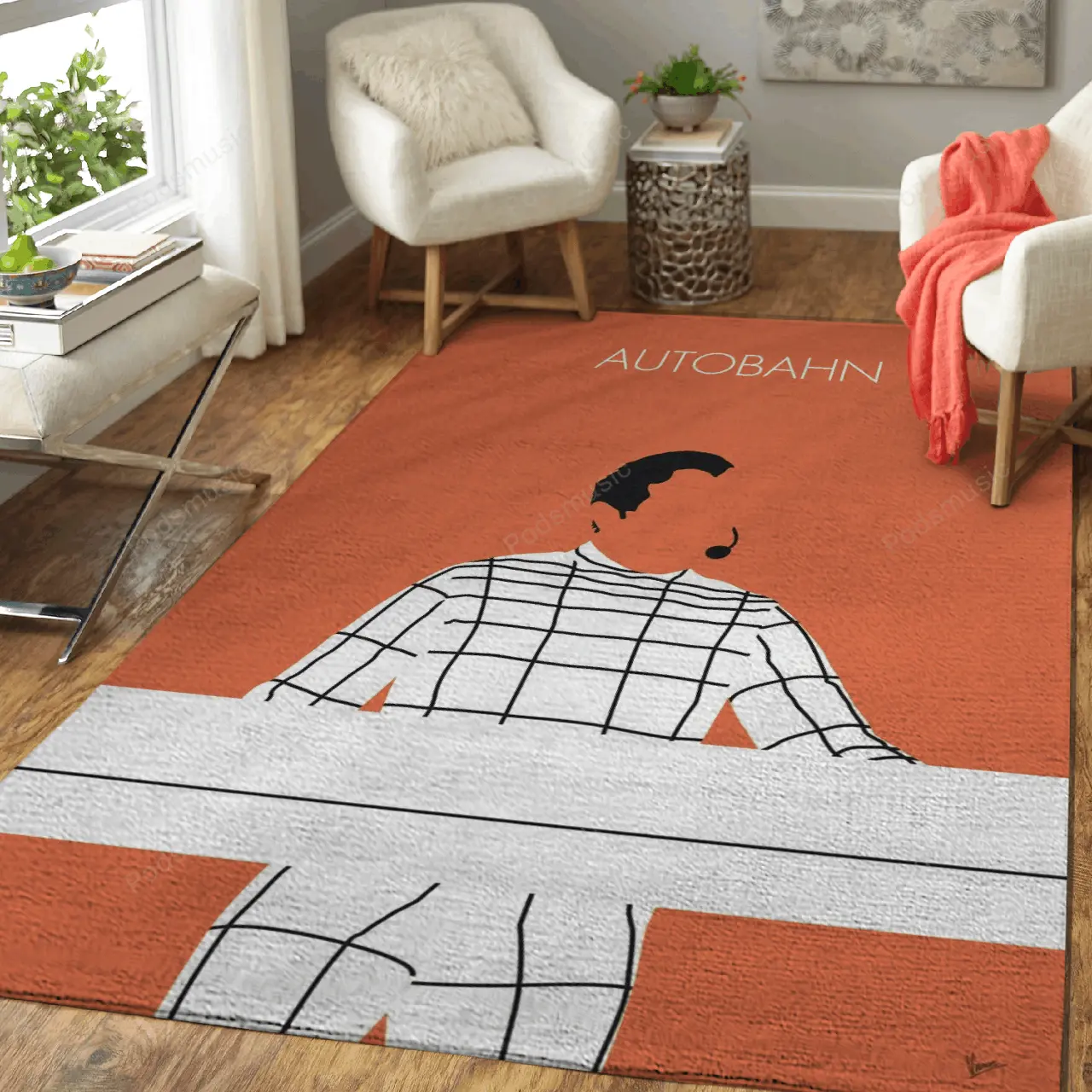 No063 My Kraftwerk Minimal Music Artwork Autobahn Is Th Minimal Music Artworks Art For Fans Area Rug Living Room Carpet