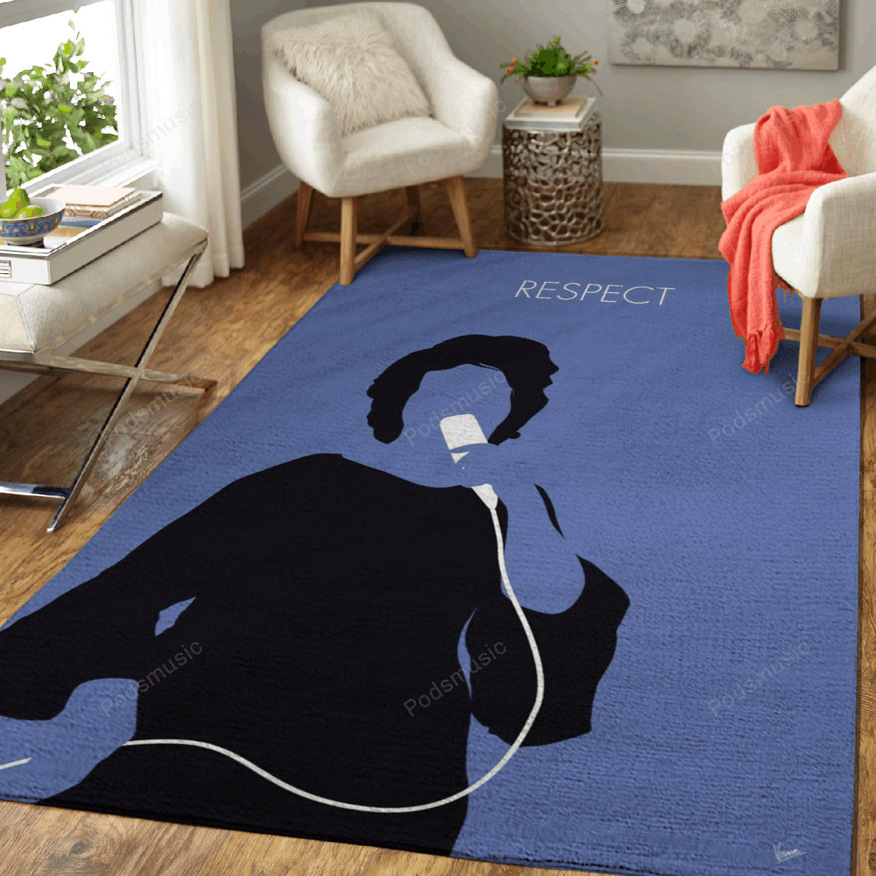 No188 My Aretha Franklin Minimal Music Artwork Minimal Music Artworks Art For Fans Area Rug Living Room Carpet