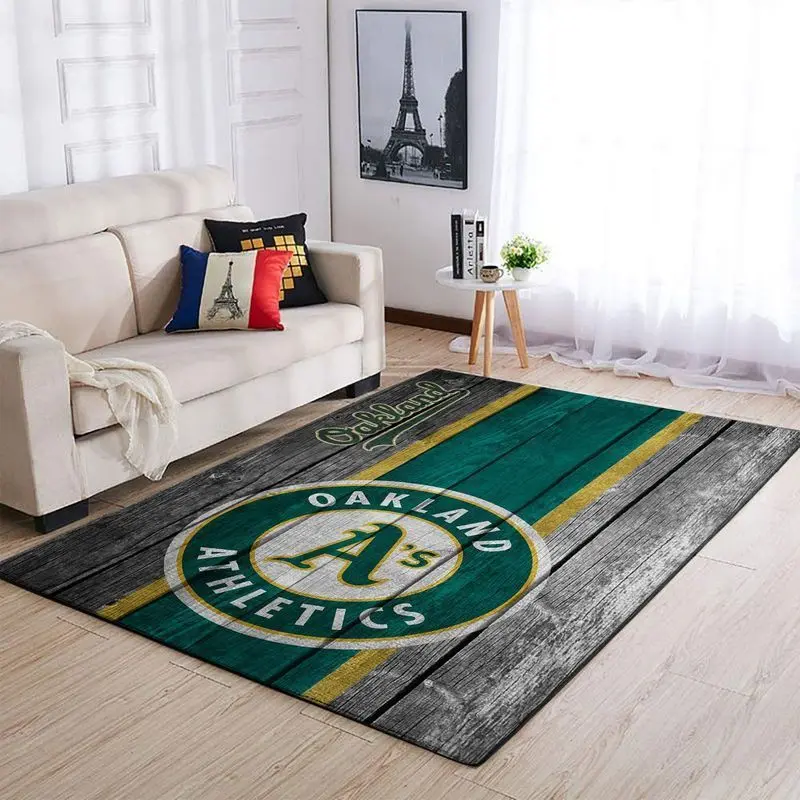 Oakland Athletics Wooden Area Rug Mlb Baseball Team Logo Carpet Living Room Rugs 1