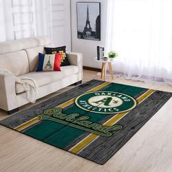 Oakland Athletics Wooden Area Rug Mlb Baseball Team Logo Carpet Living Room 2