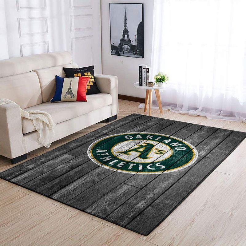 Oakland Athletics Wooden Area Rug Mlb Baseball Team Logo Carpet Living Room 4