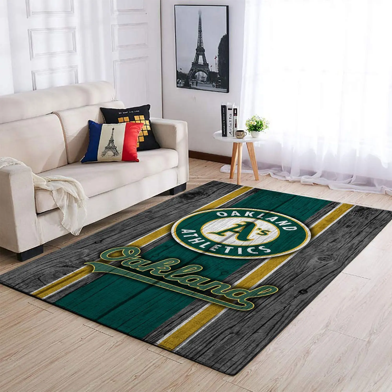 Oakland Athletics Wooden Area Rug Mlb Baseball Team Logo Carpet Living Room 8