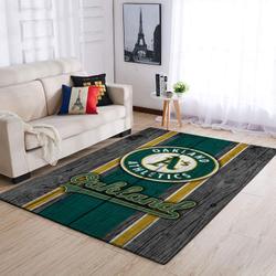Oakland Athletics Wooden Area Rug Mlb Baseball Team Logo Carpet Living Room 8