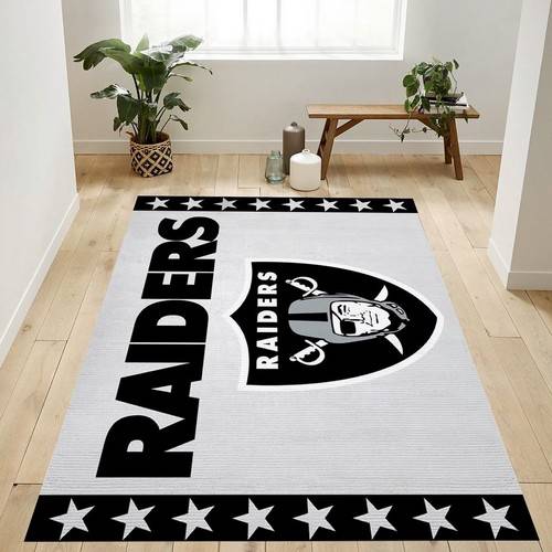 Oakland Raiders Banner Nfl Logo Area Rug For Gift Living Room Rug Home
