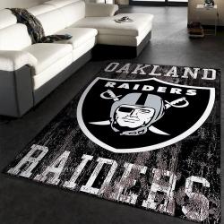 Oakland Raiders Logo Football Team Area Rug Rugs For Living Room Rug H