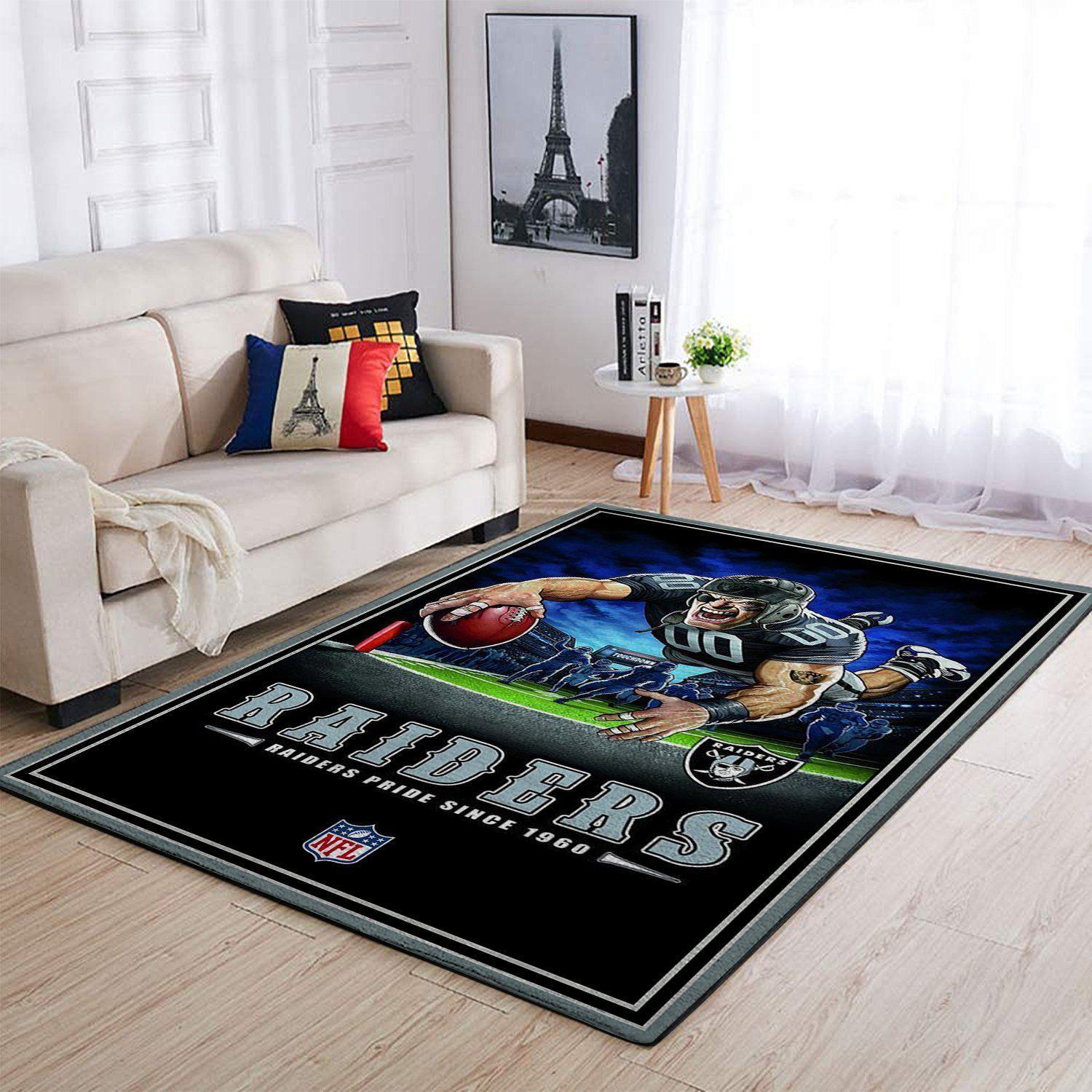 Oakland Raiders Nfl Team Pride Rectangle Area Rug Area Rug Living Room Carpet Rug Regtangle Carpet Floor Decor Home Decor