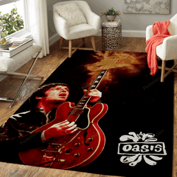 Oasis Burn Guitar Music Art For Fans Area Rug Living Room Carpet Rug Regtangle Carpet Floor Decor Home Decor