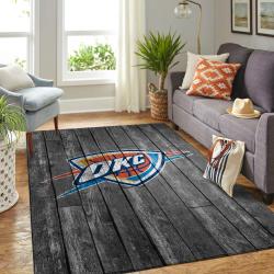 Oklahoma City Thunder Nba Living Room Carpet Gray Wooden Home Regtangle Carpet