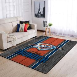 Oklahoma City Thunder Nba Wooden Style Living Room Rug Regtangle Carpet