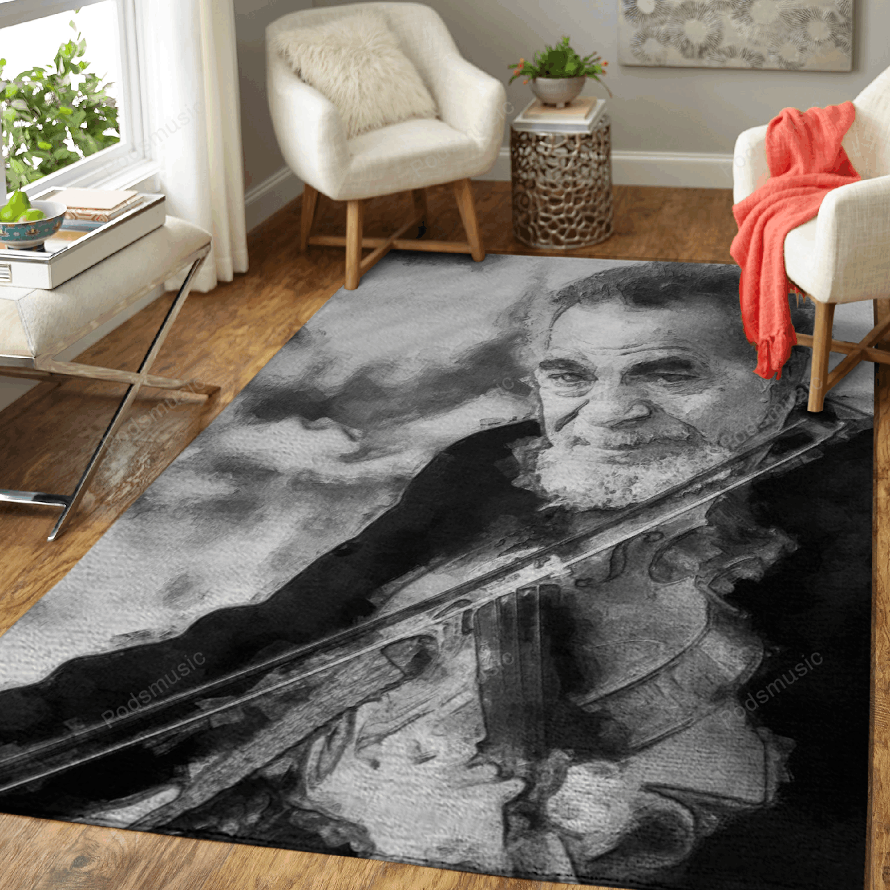 Old Violin Man Music Art For Fans Area Rug Living Room Carpet Rug Regtangle Carpet Floor Decor Home Decor