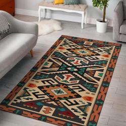 Orange Native Tribes Pattern Native American Area Rug Living Room Rug Home Decor