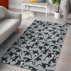 Orca Killer Whale Print Pattern Area Rug Living Room Rug Home Decor