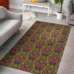 Ornamental Owl Print Pattern Area Rug Living Room Rug Home Decor