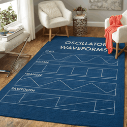 Oscillator Waveforms Blue Music Art For Fans Area Rug Living Room Carpet Rug Regtangle Carpet Floor Decor Home Decor