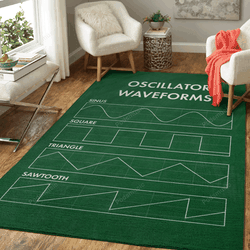 Oscillator Waveforms Green Music Art For Fans Area Rug Living Room Carpet Rug Regtangle Carpet Floor Decor Home Decor