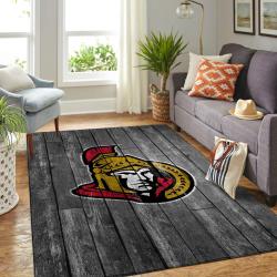 NHL Ottawa Senators Nba Living Room Carpet Gray Wooden Home Rug
