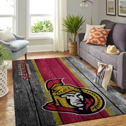 Ottawa Senators Nhl Team Logo Area Rugs Wooden Style Living Room Carpet