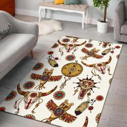 Owl Bison Pattern Native American Area Rug Living Room Rug Home Decor