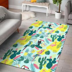 Pastal Parrot Bird Floral Pattern Print Area Rug Living Room Rug Home Decor
