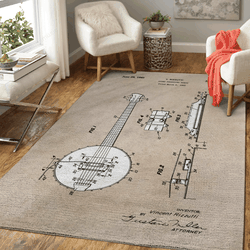 Patent Art Rizzutti 1965 Sound Producing Banjo Patent Music Art For Fans Area Rug Living Room Carpet Rug Regtangle Carpet Floor Decor Home Decor