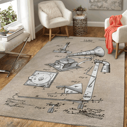 Patent Art Smith 1900 Gramophone Patent Music Art For Fans Area Rug Living Room Carpet Rug Regtangle Carpet Floor Decor Home Decor
